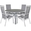 Lauko baldų komplektas Venture Design Valgomojo komplektas Parma stalas Copacabana atlošiama kėdė 140 cm balta pilka Aintwood Textilene