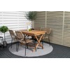 Lauko baldų komplektas Venture Design Valgomojo stalas ir fotelio komplektas 120x70x75 cm Juodas Tikas Plienas Virvė