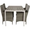 Lauko baldų komplektas Venture Design Valgomojo stalas ir fotelio komplektas 150x90 cm, baltas, pilkas, Aintwood, rotangas