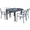 Lauko baldų komplektas Venture Design Valgomojo komplektas Marbella stalas ir Copacabana kėdės 140x74 cm juodos ir pilkos spalvos aliuminis