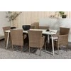 Lauko baldų komplektas Venture Design Valgomojo stalas ir kėdžių komplektas Lina ir Malina 200x90 cm smėlio spalvos plienas ir aliuminis
