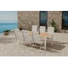 Lauko baldų komplektas Venture Design Valgomojo komplektas Break stalas su 6 Levanzo kėdėmis 205x90 cm, smėlio spalvos plienas