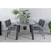 Venture Design Valgomojo stalas ir sulankstomos kėdės komplektas 200x100 cm, juodas plienas, pintas rotangas