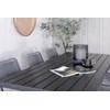 Lauko baldų komplektas Venture Design Valgomojo komplektas Stalas 205x90 cm Juodas Krėslas Juodas Pilkas Lauko