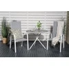 Lauko baldų komplektas Venture Design Valgomojo komplektas Parma kavinės stalas ir Copacabana atlošiama kėdė 90x90 cm balta Aintwood Textilene