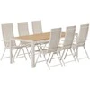 Lauko baldų komplektas Venture Design Valgomojo komplektas Break stalas su 6 Levanzo kėdėmis 205x90 cm, smėlio spalvos plienas