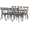 Lauko baldų komplektas Venture Design Valgomojo stalas ir kėdžių komplektas 200x90x75 cm juodas plienas ir aliuminis