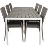 Lauko baldų komplektas Venture Design Valgomojo stalas ir fotelio komplektas 205x90 cm Baltas Pilkas Aintwood Rotangas Plienas