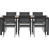 Lauko baldų komplektas Venture Design Valgomojo komplektas Bois stalas su 6 Copacabana kėdėmis, juodas metalas