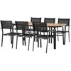 Lauko baldų komplektas Venture Design Valgomojo stalas ir kėdžių komplektas 200x90x75 cm juodas plienas