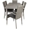 Lauko baldų komplektas Venture Design Valgomojo stalas ir fotelio komplektas 152x210x90 cm, baltas, Aintwood, rotangas, plienas