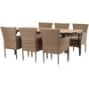 Lauko baldų komplektas Venture Design Valgomojo stalas ir kėdžių komplektas Holmbeck ir Malina 200x90x75 cm Juoda ir smėlio spalvos Plienas ir vytelės