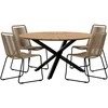 Lauko baldų komplektas Venture Design Valgomojo komplektas Mexico stalas su 4 Lindos kėdėmis, juoda, ruda, metalas, ąžuolas