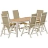 Lauko baldų komplektas Venture Design Valgomojo komplektas Break stalas su 6 Panama atlošiamos kėdės 205x90 cm smėlio spalvos