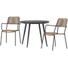 Lauko baldų komplektas Venture Design Valgomojo stalas ir fotelių komplektas 90x90 cm juodas, smėlio spalvos, aliuminis, dirbtinė mediena, virvė