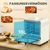 Gruzdintuvė "HOMCOM" mini orkaitė 15 l, konvekcinė picų kepimo krosnelė, 1000 W Elektrinė mini orkaitė, įskaitant kepimo skardų rinkinį, trupinių padėklą, 1 valandos laikmatį, 60-230 ℃, kreminės baltos spalvos