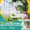 AIYAPLAY Ninja Warrior kliūčių ruožas vaikams 10 m Ninja slackline rinkinys su laipiojimo kopėčių priedais, gimnastikos žiedais, pakabinamu padėklu, sūpynėmis, laipiojimo stulpais, treniruočių įrangos rinkinys vaikams