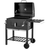 Outsunny kepsninė ant ratukų, medžio anglies grilis, BBQ pastatomas grilis, nerūdijantis plienas, juoda, 113x65x108 cm