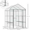 "Outsunny" Folijos šiltnamis Sodo stoginė Pomidorų šiltnamis su 6 lentynomis, skaidraus plieno PVC, skirtas sodui