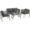 Lauko baldų komplektas „Outsunny“ polirango sodo baldų komplektas, poilsio baldų rinkinys su 2 vietų sofa, foteliu, stikliniu stalu, pagalvėlėmis, atsparus oro sąlygoms, balkonų baldai 4 asmenims, lauko sėdimoji grupė, terasos baldai sodui, balkonui, pilkas