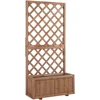 Outsunny pakelta lysvė su grotelėmis gėlėms, vazonas, rėmas vijokliniams augalams, rožių arka, medinė, natūrali, 72,5 x 31,5 x 149,5 cm