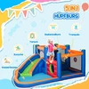 Pripučiamas batutas Outsunny, vandens parkas su pūstuvu, vandens čiuožykla, krepšinio lankas, pripučiamas žaidimų centras nuo 3 metų, batutas
