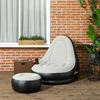 Outsunny pripučiama sofa su kojų atrama, oro sofa su puodelių laikikliu, skirta stovyklavimui ir naudojimui namuose, šviesiai pilka, 125x100x87 cm