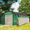 Outsunny 6 x 3 x 2 m plėvelinis šiltnamis su 12 langų, roletinėmis durimis, pakeliamomis sienelėmis, UV spinduliams atsparus arkinis šiltnamis, žieminis pomidorų namelis su žemės inkariniais laikikliais, žalias