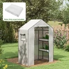 Outsunny atsarginė PE plėvelė, pakaitinis uždangalas su UV apsauga, susukamos durys, šoniniai langai, šiltnamio plėvelė, pomidorų nameliui, 140 x 73 x 190 cm, balta