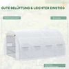 Outsunny plėvelinis šiltnamis su apsauga nuo UV spindulių, 3,97 x 3,02 x 2 m, pomidorų šiltnamis su šoninėmis durimis, vėjui atsparus tunelinis šiltnamis, plieno, baltas