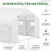 Outsunny plėvelinis šiltnamis 4,45x2,99x2,05m, apsauga nuo UV spindulių, pomidorų šiltnamis, tinklelio langai, atsparus vėjui, metalinis, baltas