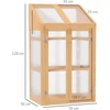 Outsunny medinis daigynas, mini šiltnamis 70 x 50 x 120 cm, šiltnamis su dangčiu, langais, dvigubomis durimis, pusiau permatoma daigykla su 3 lentynomis, žiemai atspari pakelta lysvė sodui, balkonui, ruda