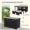 Lauko baldų komplektas Outsunny poliratano valgomojo baldų komplektas, 11 dalių, su pagalvėlėmis, juodas