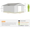 Outsunny sodo namelis 12,4 m², sodo namelis su vienšlaičiu stogu, stumdomos durys, pamatas, 340 x 386 x 200 cm, įrankių namelis iš cinkuoto plieno, atsparus oro sąlygoms, sodui, rudas