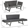 Outsunny poliratano 2-vietė sodo sofa, pilka, su atlenkiamais porankiais, plienas, 129x63x67 cm, skirta sodui ir terasai