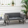 Outsunny poliratano 2-vietė sodo sofa, pilka, su atlenkiamais porankiais, plienas, 129x63x67 cm, skirta sodui ir terasai