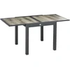 Outsunny sodo stalas, valgomojo stalas sodui su ištraukiamu stalviršiu, terasos stalas su medžio imitacija, aliumininis balkono stalas, smėlio ir pilka spalva, 160 x 80 x 75 cm