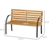 Outsunny sodo suoliukas parko suoliukas 2 vietų plienas+pušies mediena natūralus P122 x G60 x A83 cm
