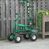 Outsunny sodo vežimėlis, dirbtuvių vežimėlis, sodo kėdė su besisukančia sėdyne ir krepšiu, reguliuojamo aukščio, 150 kg keliamoji galia, metalas+guma, žalia, 81 x 44,5 x 46–59 cm