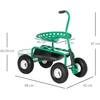 Outsunny sodo vežimėlis, dirbtuvių vežimėlis, sodo kėdė su besisukančia sėdyne ir krepšiu, reguliuojamo aukščio, 150 kg keliamoji galia, metalas+guma, žalia, 81 x 44,5 x 46–59 cm