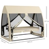 „Outsunny“ 2-in-1 sodo sūpynės su lovos funkcija, 3 vietų sodo suoliukas su baldakimu ir tinkleliu nuo uodų, keliamoji galia iki 300 kg, sodo gultas, terasai, 240 x 140 x 197 cm, kavos spalva