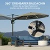 Outsunny konsolinis skėtis nuo saulės LED Solar Ø300cm reguliuojamo aukščio skėtis nuo saulės su rankena, stovu UV50+ atsparus vandeniui 360° besisukantis skėtis nuo saulės palenkiama sodo pavėsinė sodui, balkonui tamsiai pilka