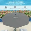 Outsunny konsolinis skėtis nuo saulės LED Solar Ø300cm reguliuojamo aukščio skėtis nuo saulės su rankena, stovu UV50+ atsparus vandeniui 360° besisukantis skėtis nuo saulės palenkiama sodo pavėsinė sodui, balkonui tamsiai pilka