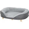 PawHut šunų sofa, plaunamu užvalkalu, augintinių sofa su atlošu ir medinėmis kojelėmis, kačių sofa, vidutinio dydžio šunims iki 25 kg, pilka