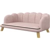 PawHut šunų sofa, plaunamas užvalkalas, naminių gyvūnėlių sofa su atlošu ir medinėmis kojelėmis, kačių sofa, vidutinio dydžio šunims iki 25 kg, rožinė