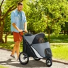 PawHut šunų vežimėlis sulankstomas su tinkleliu galinėms durims ir saugos diržu, pilkas, iki 30 kg