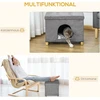 PawHut 2-in-1 kačių namelis ir kėdutė kojoms su pagalvėle, medinėmis kojelėmis, minkštas, pilkas