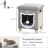 PawHut kačių guolis – otomanas su pagalvėle, draskykle ir žaisliniu kamuoliuku, neslystantis, pilkas, poliesteris, skirtas katėms