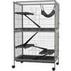 "Pawhut" narvas graužikams Daugiafunkcinis 4 platformos 3 rampos 4 durys Matmenys 80L x 52W x 128H cm Plieninis pilkas sidabrinis juodas
