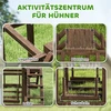 PawHut medinė vištų žaidimų aikštelė, vištų žaidimų kompleksas su laktomis, sūpynėmis, kopėčiomis ir platformomis, laipynė 3 vištoms, ruda